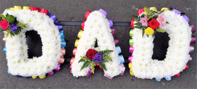 Rainbow Design Letters C177 - Rainbow letters and names in flowers for a funeral in Derby or Derbyshire by Beauty of Flowers