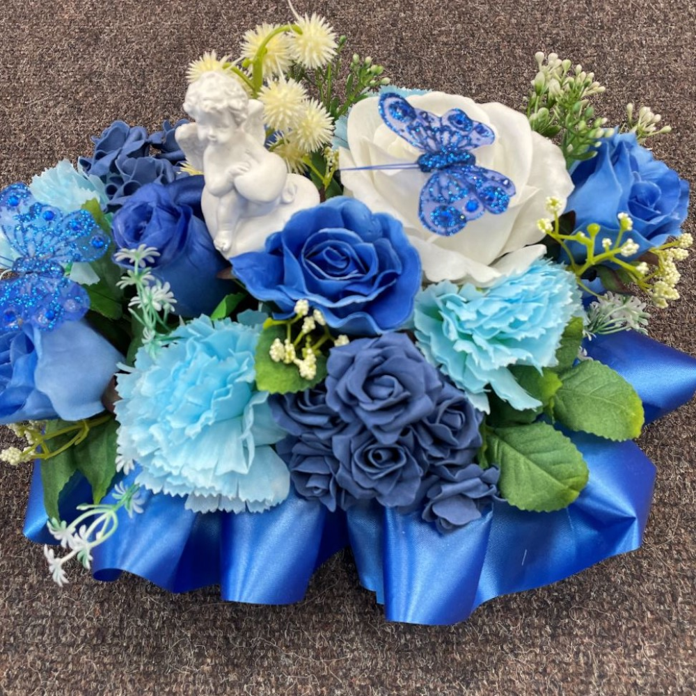 Artificial Blue Cherub Posy