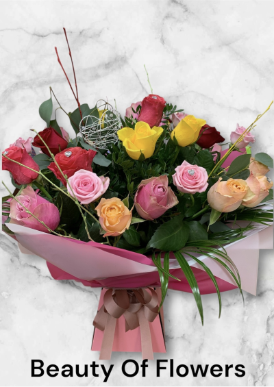 Mixed Coloured Rose Watered Hand Tied - Valentine does not always need to be just Red Roses. Having a bouquet of mixed coloured roses shows you want to be different and unique, just like your Valentine is. 

Spend over £40.00 on flowers and get a FREE box of chocolates, while stocks last.