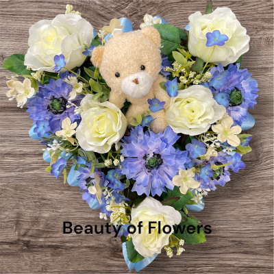 Artificial Blue Heart with Teddy Product Image